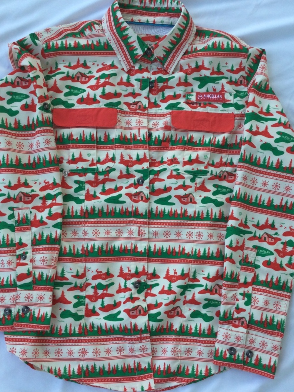 Magellan Outdoor Long Sleeve Button Down Shirt, Relaxed Fit, Size Medium, UNISEX
